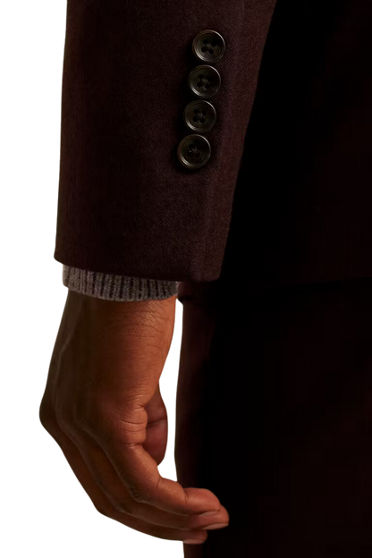 Burgunderroter Anzug aus italienischem Leinen mit Revers 