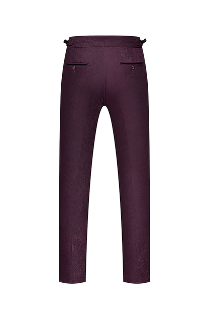 Burgundy Solid Cotton Double Breasted Suit