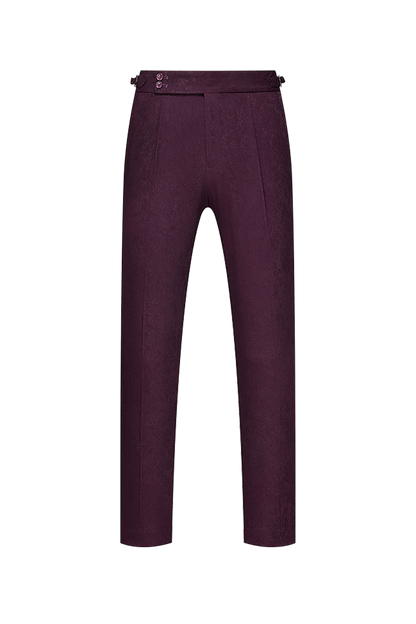 Burgundy Solid Cotton Double Breasted Suit