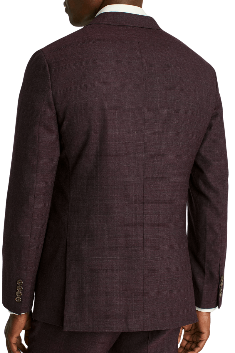 Burgundy Windowpane Lined 2-Button Stretch Suit