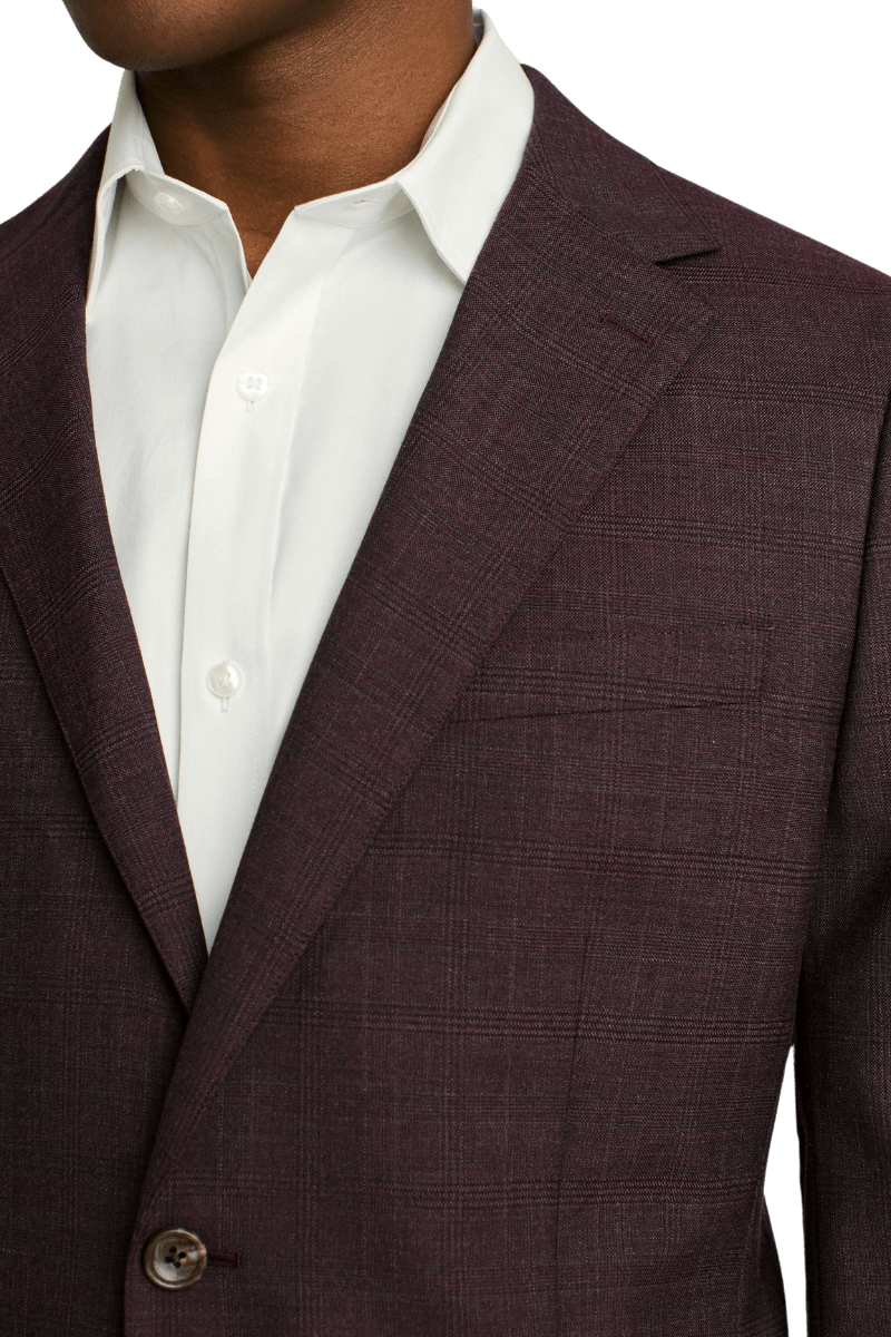 Burgundy Windowpane Lined 2-Button Stretch Suit