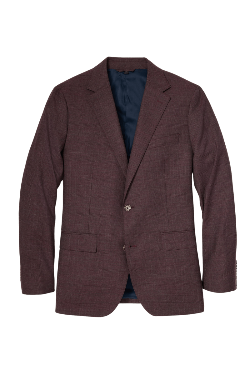 Burgundy Windowpane Lined 2-Button Stretch Suit