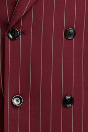 Burgundy Wool Stretch Stripe Double Breasted Suit