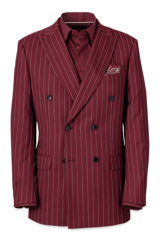 Burgundy Red 2 Piece Peak Lapel Double Breasted Suit