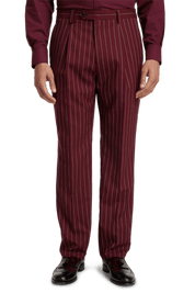 Burgundy Wool Stretch Stripe Double Breasted Suit