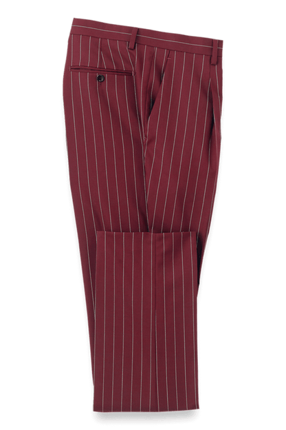 Burgundy Wool Stretch Stripe Double Breasted Suit