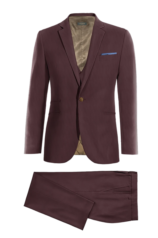 Burgundy Red Slim fit 3 piece 1-Button Suit