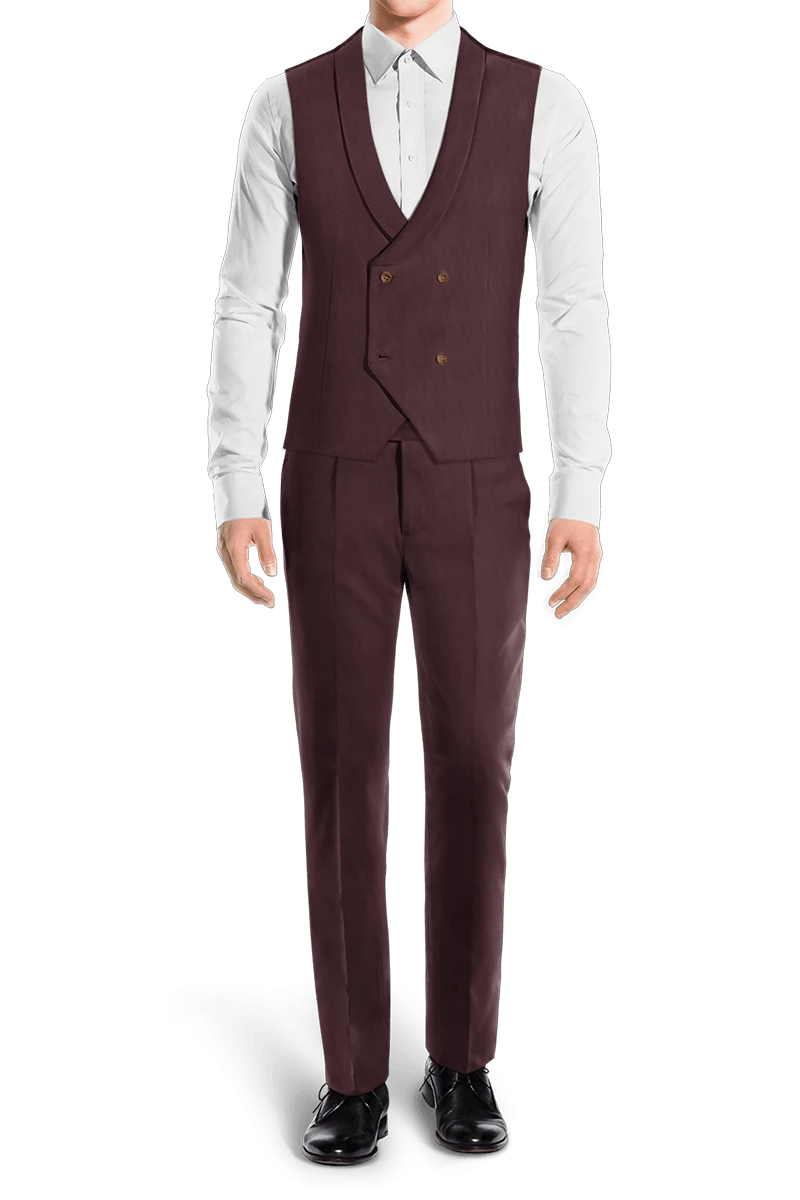 Burgundy Red Slim fit 3 piece 1-Button Suit