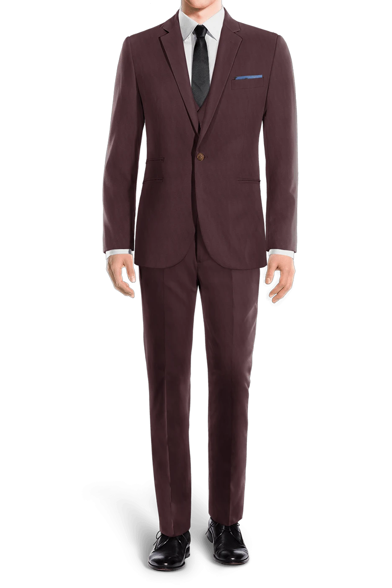 Burgundy Red Slim fit 3 piece 1-Button Suit