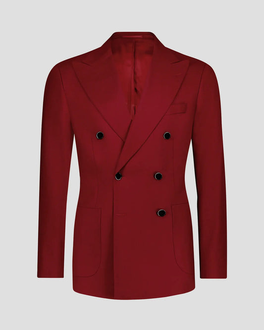 Classic Red 2-piece Peak Lapel double-breasted suit