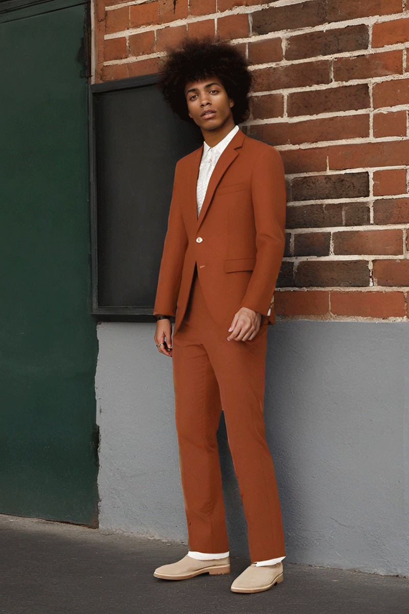 Caramel Brown Slim Fit 2 piece 2-Button Suit