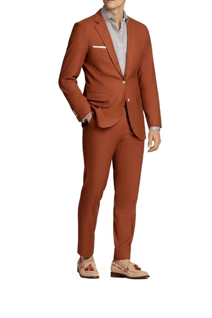 Traje de 2 piezas de corte entallado y 2 botones en color marrón caramelo