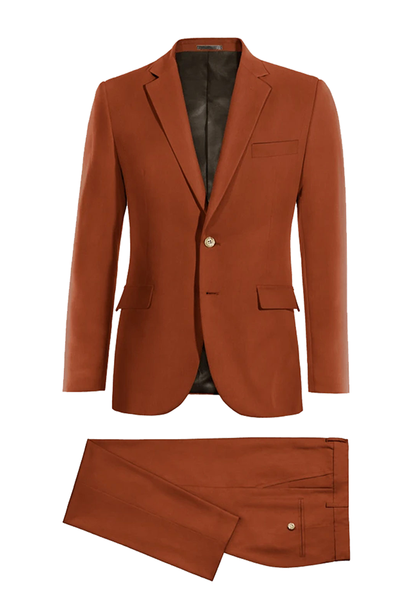Traje de 2 piezas de corte entallado y 2 botones en color marrón caramelo