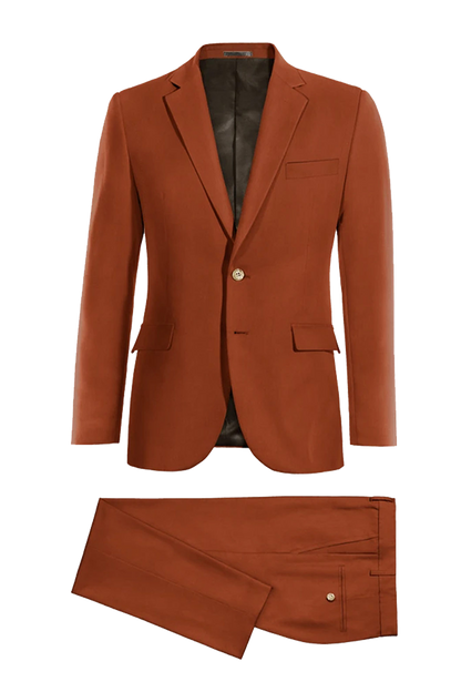 Traje de 2 piezas de corte entallado y 2 botones en color marrón caramelo