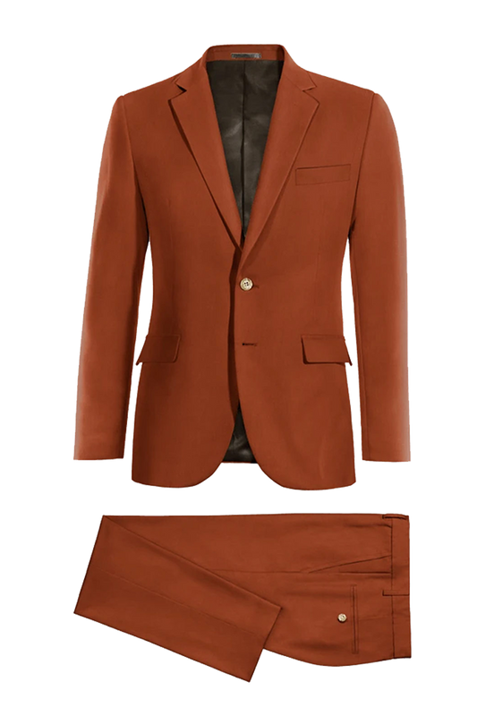 Caramel Brown Slim Fit 2 piece 2-Button Suit