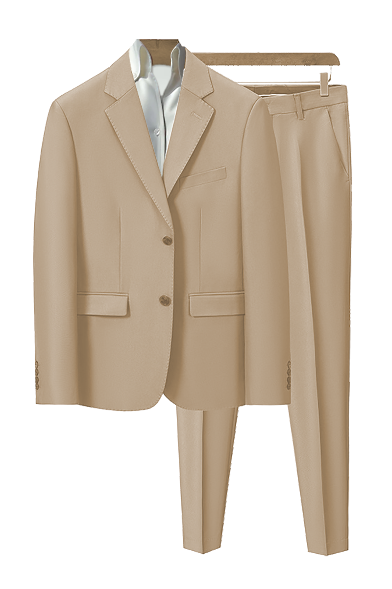 Traje de dos piezas de dos botones en color marrón champán de corte entallado