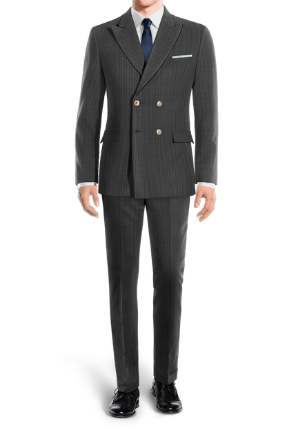 Traje cruzado de dos piezas de raya diplomática entallado en color negro carbón