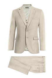 Cream White Slim fit 3 piece 2-Button Suit