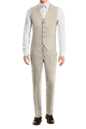 Cream White Slim fit 3 piece 2-Button Suit