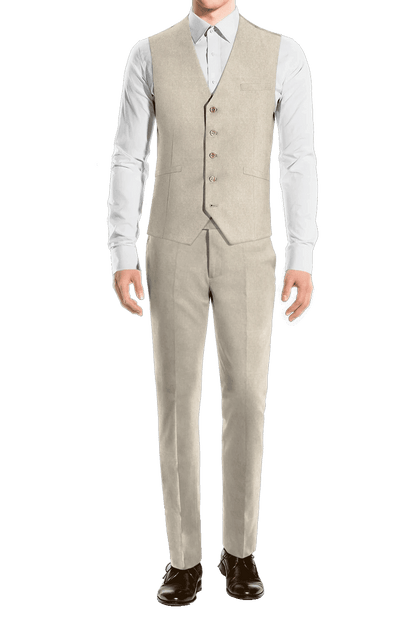 Traje de 3 piezas de corte entallado y 2 botones en color blanco crema