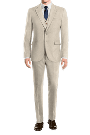 Cream White Slim fit 3 piece 2-Button Suit