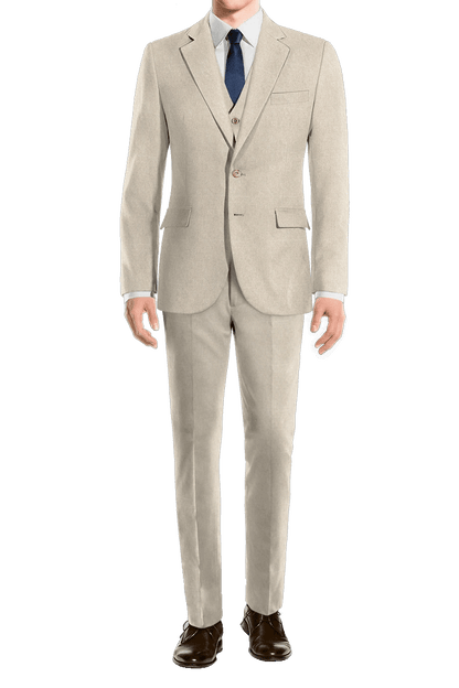 Traje de 3 piezas de corte entallado y 2 botones en color blanco crema