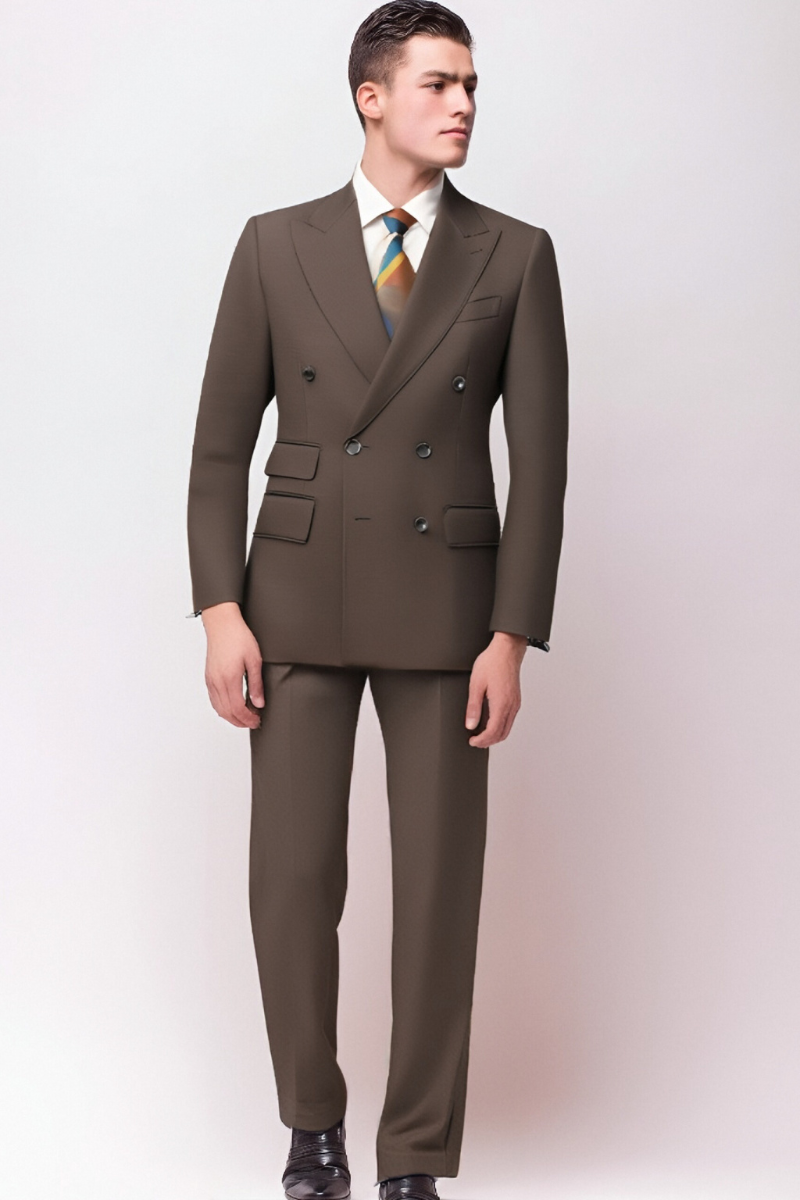 Dark Brown Classic Double Breast Suit