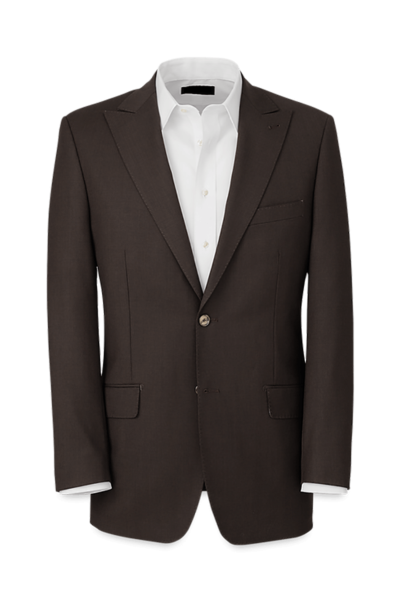 Dark Brown Wool Stretch Single Breasted Peak Lapel Suit