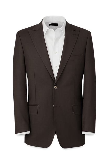 Dark Brown Wool Stretch Single Breasted Peak Lapel Suit