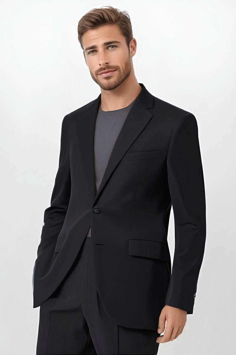 Dark Blue Pinstripe 2 Piece 2 Button Suit