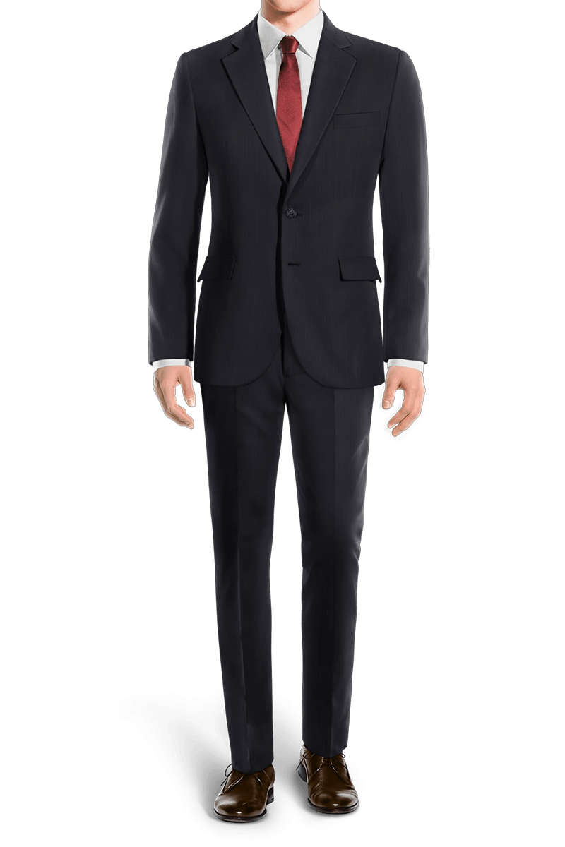 Dark Blue Pinstripe 2 Piece 2 Button Suit