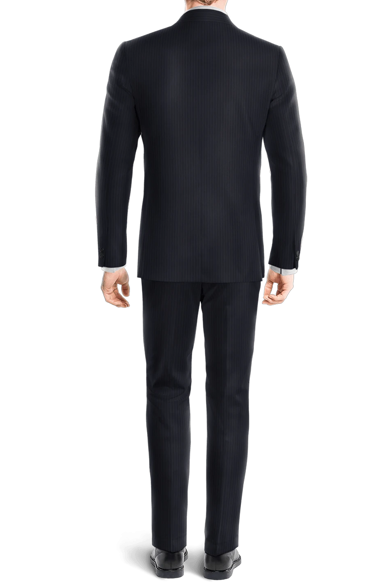 Dark Blue Slim Fit Pinstripe 2 Piece 2 Button Suit