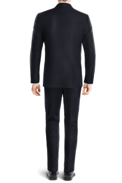 Dark Blue Slim Fit Pinstripe 2 Piece 2 Button Suit