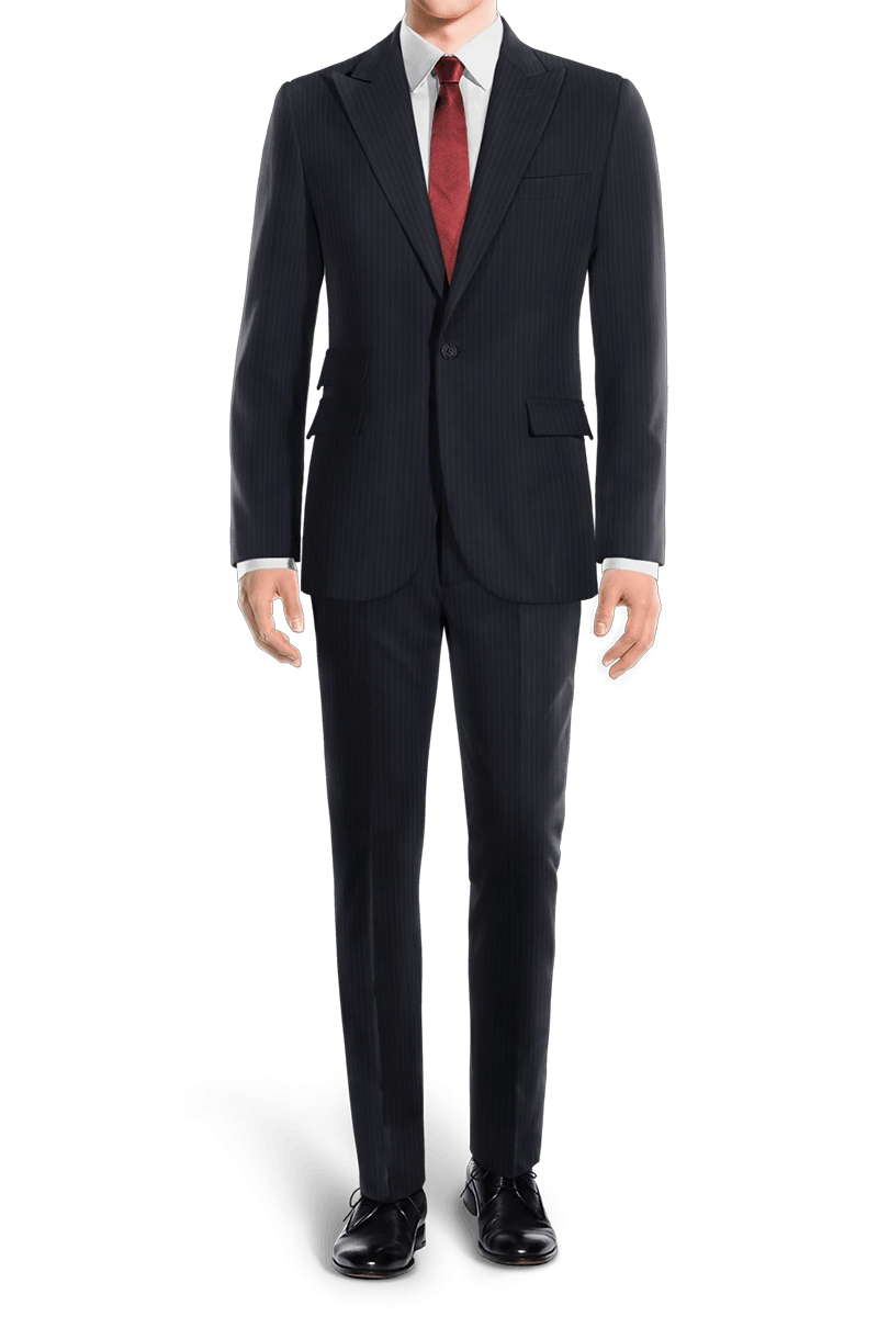 Dark Blue Slim Fit Pinstripe 2 Piece 2 Button Suit