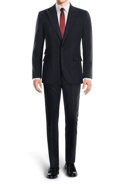 Dark Blue Slim Fit Pinstripe 2 Piece 2 Button Suit