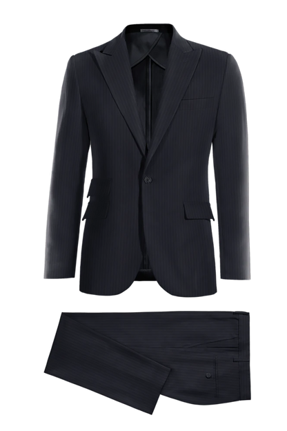 Dark Blue Slim Fit Pinstripe 2 Piece 2 Button Suit