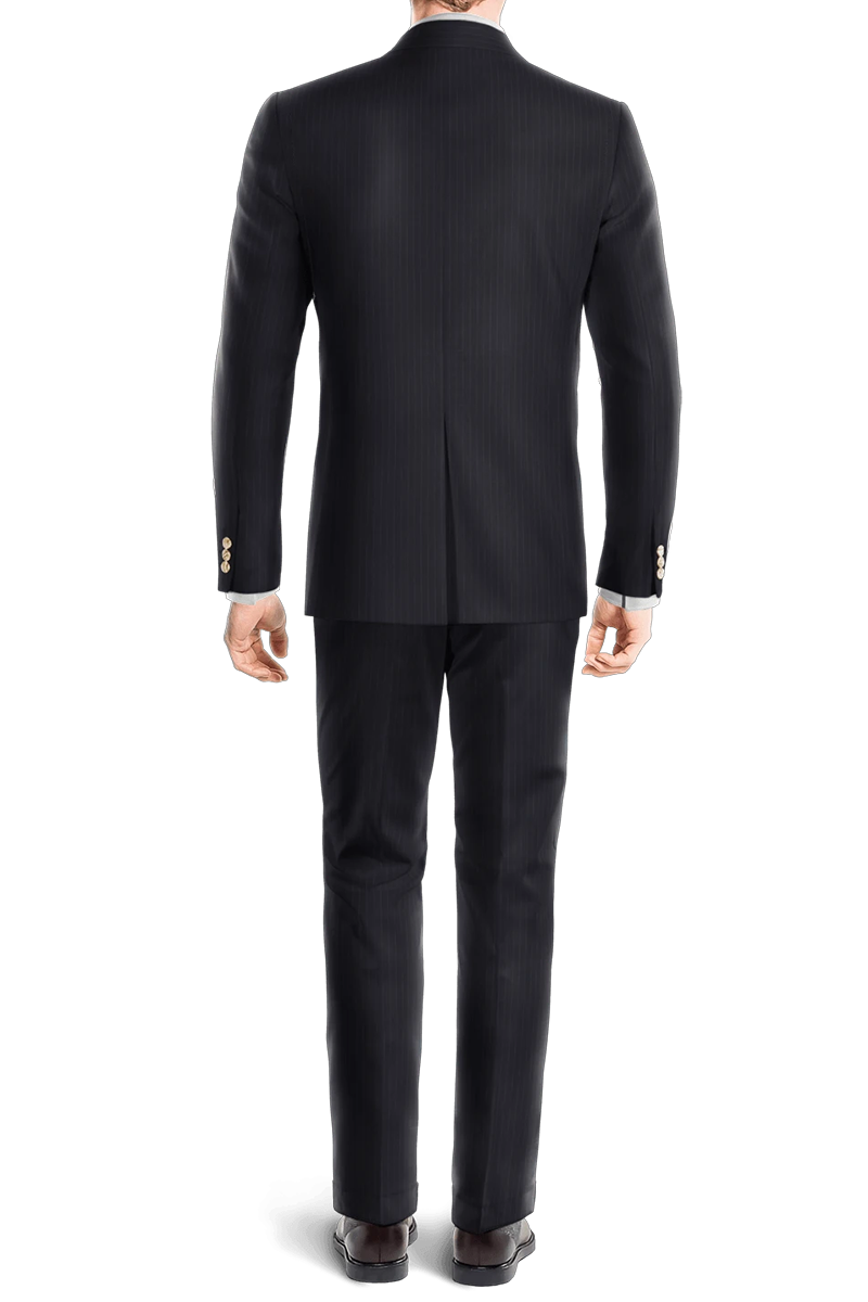 Dark Blue Slim Fit Pinstripe 2 Piece Double Breasted Suit