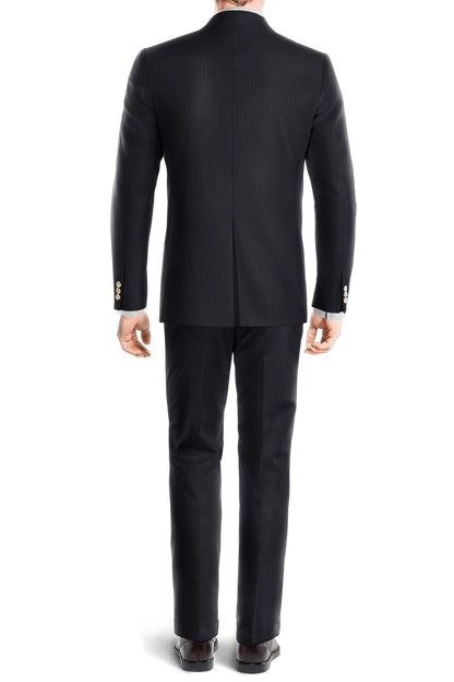 Dark Blue Slim Fit Pinstripe 2 Piece Double Breasted Suit