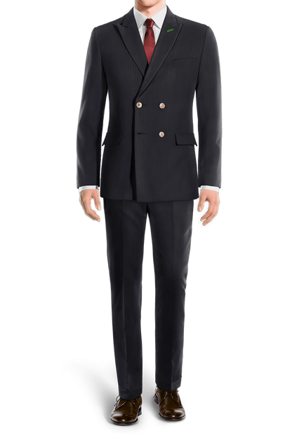 Dark Blue Slim Fit Pinstripe 2 Piece Double Breasted Suit