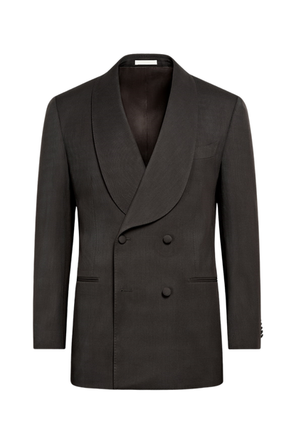 Dark Brown Wool Shawl Lapel Double Breasted Suit