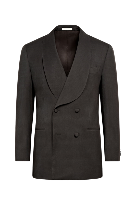 Dark Brown Wool Shawl Lapel Double Breasted Suit