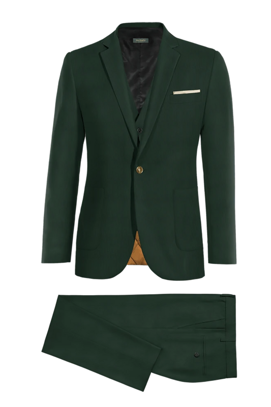 Dark Green Slim fit 3 piece 1-Button Suit