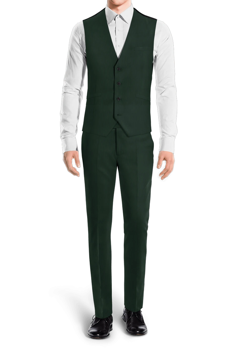 Dark Green Slim fit 3 piece 1-Button Suit