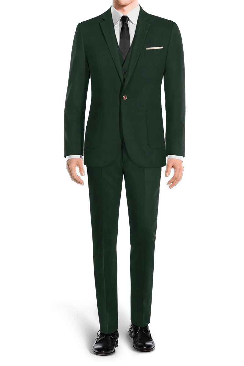 Dark Green Slim fit 3 piece 1-Button Suit