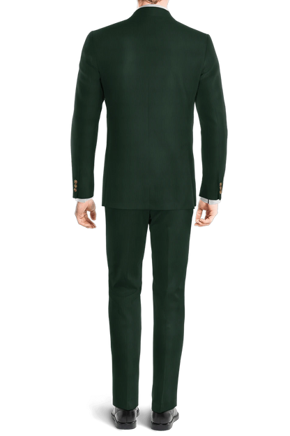 Traje de 3 piezas de corte entallado de 1 botón color verde oscuro