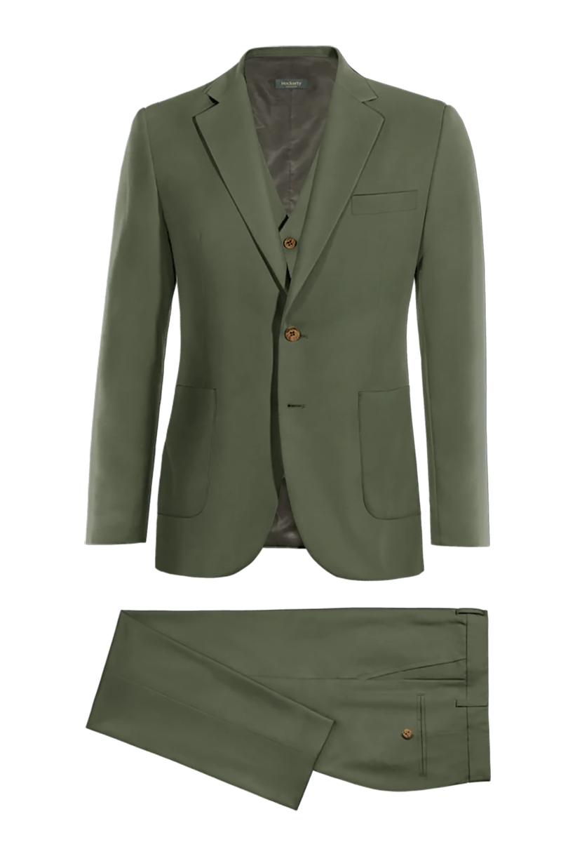 Dark Green Slim fit 3 piece 2-Button Suit