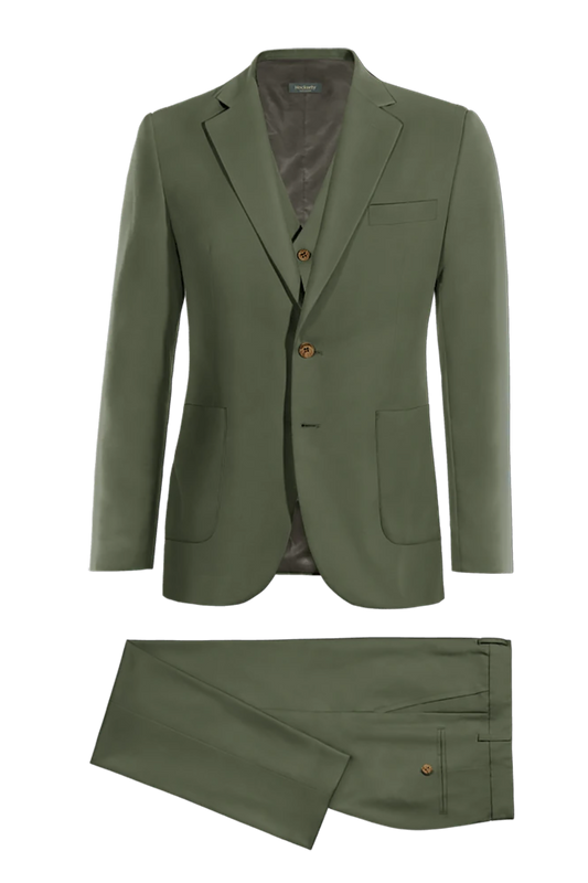 Dark Green Slim fit 3 piece 2-Button Suit