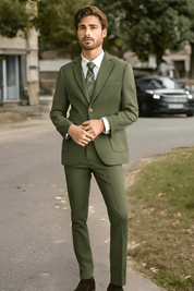 Dark Green Slim fit 3 piece 2-Button Suit