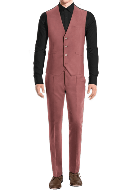 Traje de 3 piezas de corte entallado y 1 botón en color rosa oscuro