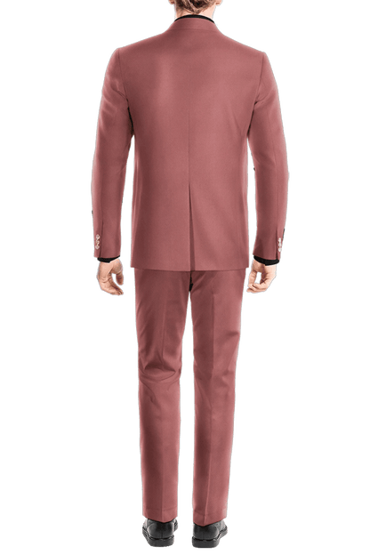 Traje de 3 piezas de corte entallado y 1 botón en color rosa oscuro